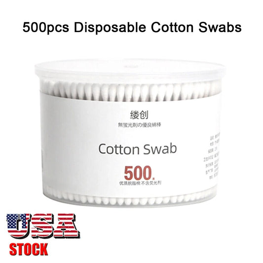 500Pcs Disposable Cotton Swabs Wooden Stick Bamboo Cotton Buds Ears Cleaning Ma image 0