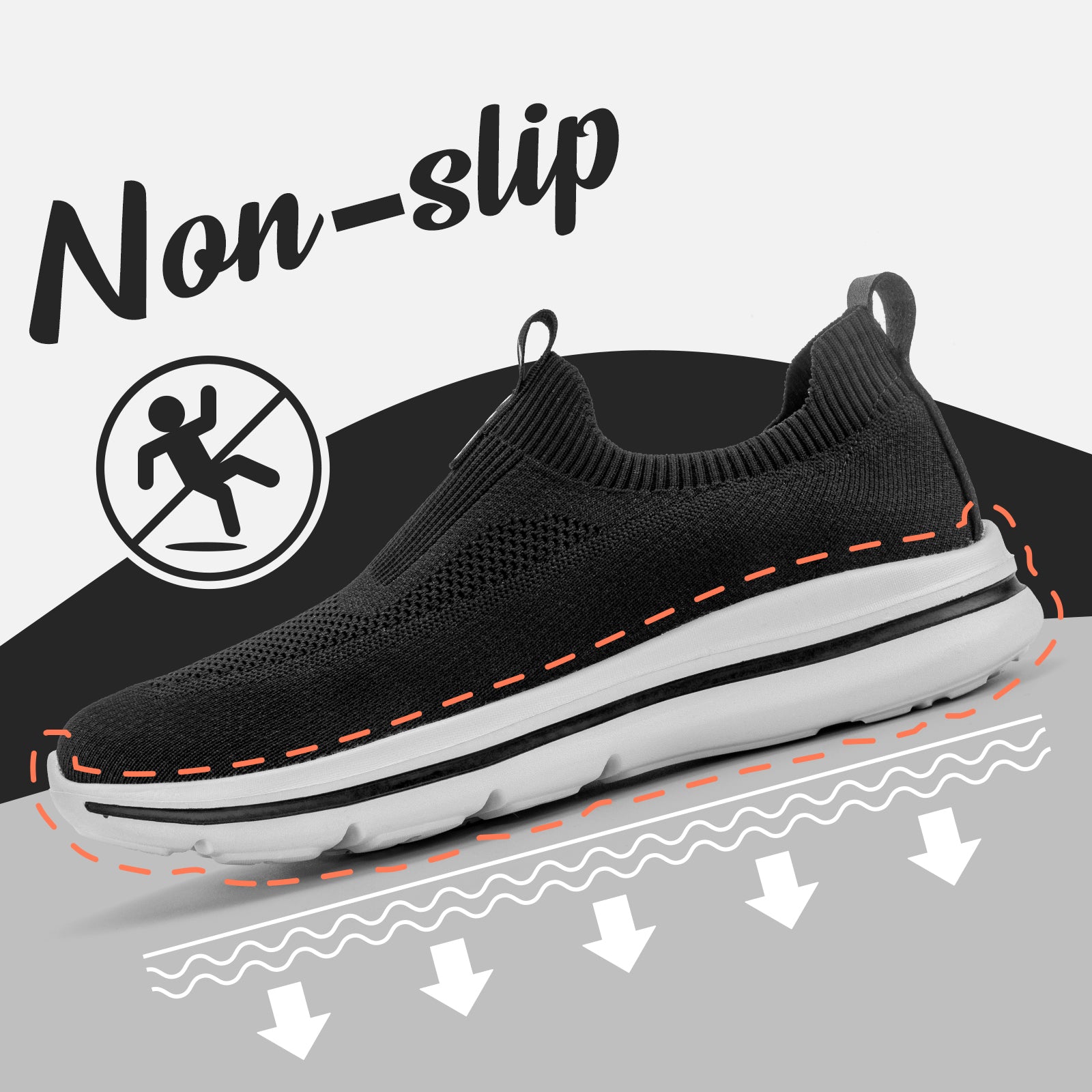 Men Sneakers Walking Shoes for Man Black Slip On Casual Shoes Athletic Lightwei image 7