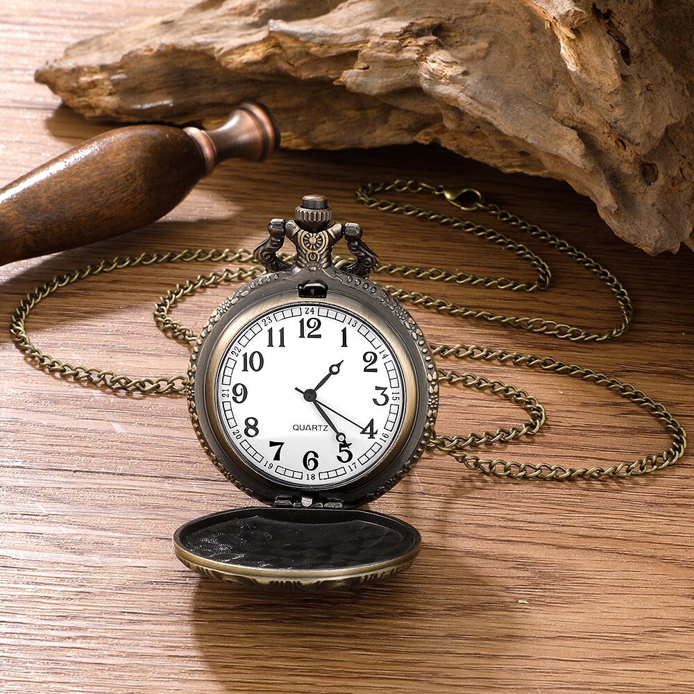 Pocket Watch Antique Steampunk Vintage Quartz Pocket Watch Rose Gold Case Neckl image 4