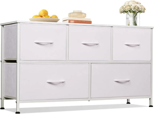 Bedroom with 5 Drawers, Wide Chest of Drawers, Fabric Dresser, Storage Organize image 0