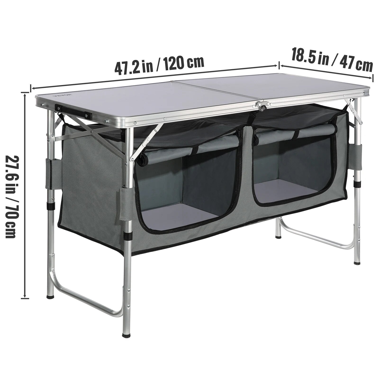 VEVOR Camping Kitchen Table, Folding Outdoor Cooking Table with Storage Carryin image 4