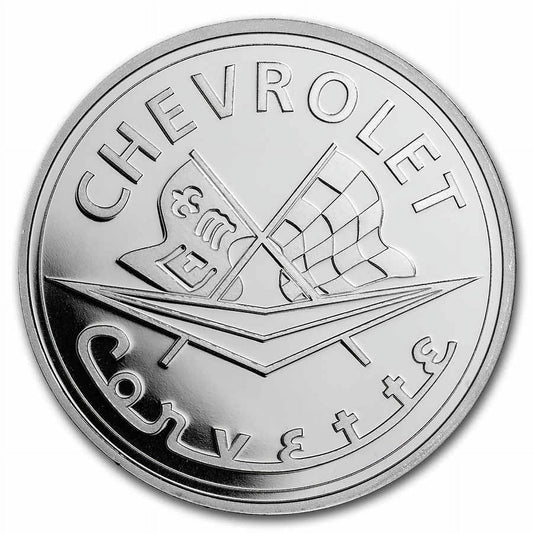 Corvette 1 oz Silver Classic Emblem Flags & Script image 0