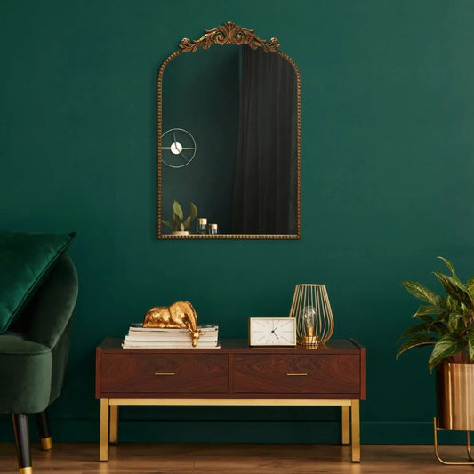 20" X 30" Arch Metal Wall Mirror Decor In Gold Floor Mirrors image 0