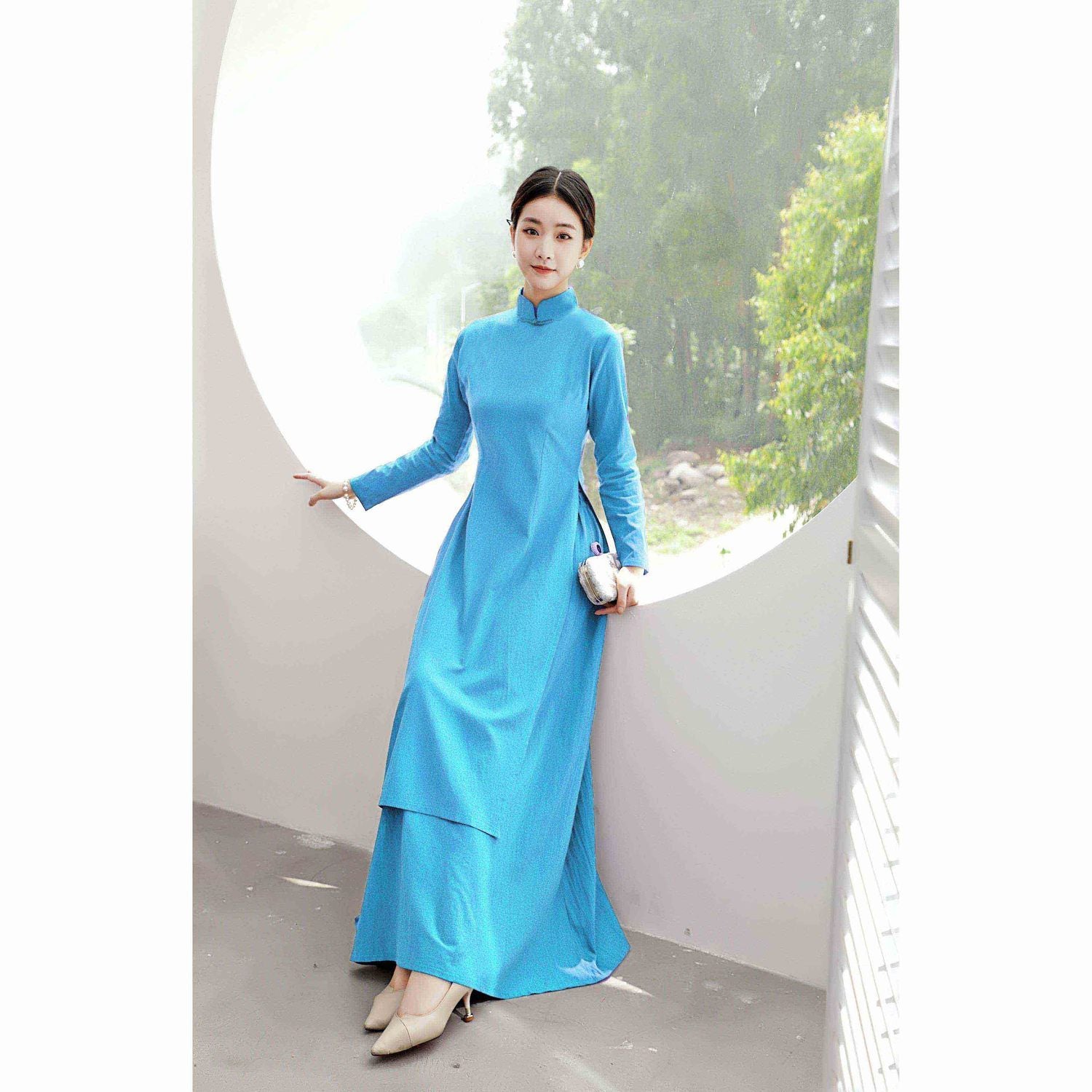 Ao Dai Dress Retro Long Cheongsam Dress large-size Art Retro Ao Dai Dress Women image 4