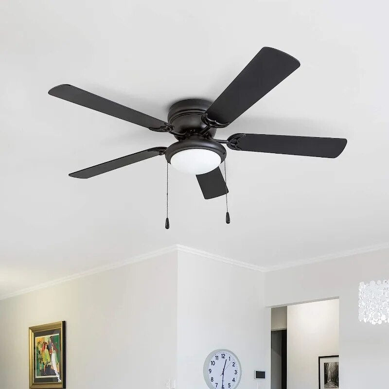 52" Matte Black West Hill Ceiling Fan with Bowl Light Kit image 3