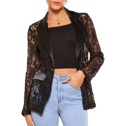 Women s Fashion Blazer Solid Color Open Front Lapel Long Sleeve Elegant Jacket  image 0
