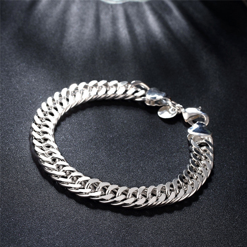 Noble 925 Sterling Silver Square Solid Chain Bracelet For Women Men Charm Party image 27