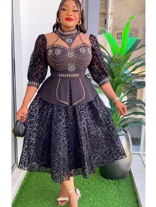 Plus Size African Wedding Party Dresses for Women 2024 New Dashiki Ankara Eveni image 0
