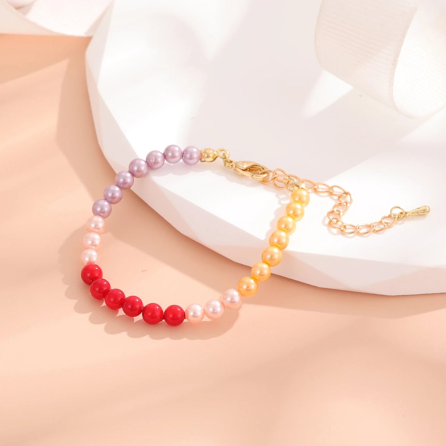2022 New Fashion Gold Silver Colorful Beads Chain Hamdmade Bracelet for Kids Re image 5