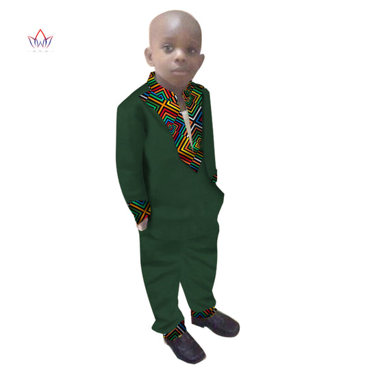 Boys Clothes African Dashiki Kids Clothing LongoingSleeves Plus Solid Color Lon image 0