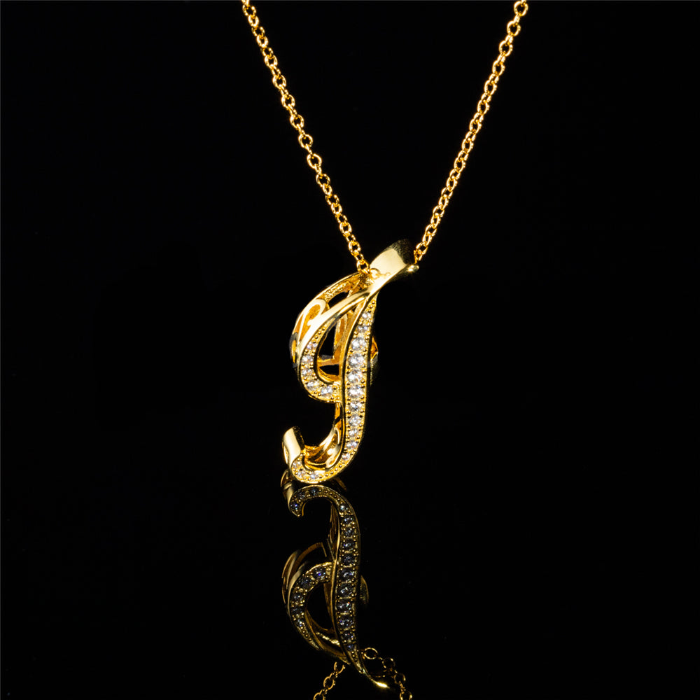 ANDYWEN 925 Sterling Silver Gold Long Chain Alphabet 26 Leter A W Pendant K H I image 53