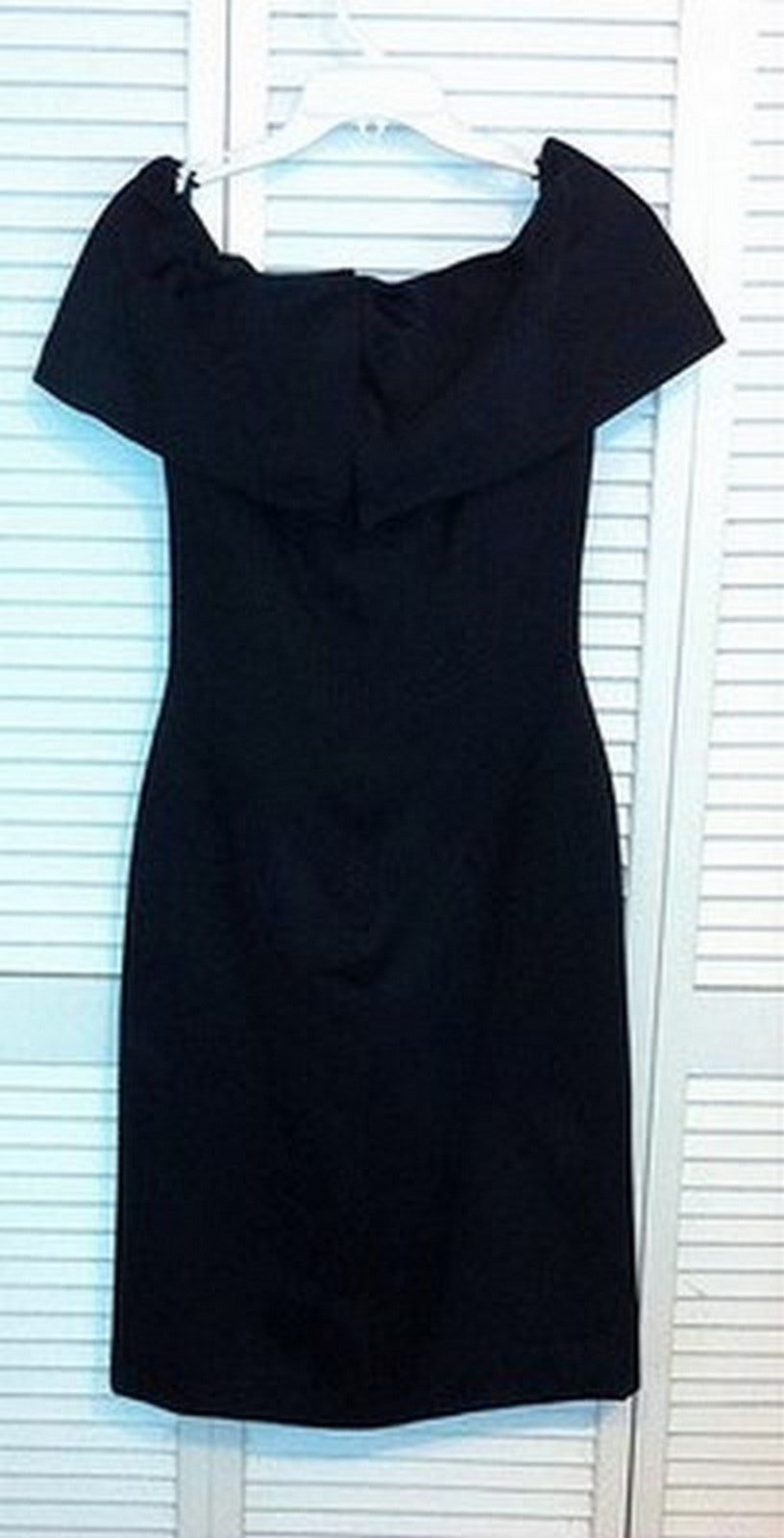 Victor Costa Women Satin Black Bow-Like Collar Sleeveless Midi-Length Size 8 image 1