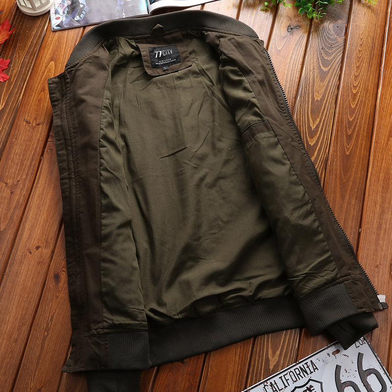 Spring and Autumn Jackets Men American Retro Work Clothes Short Pilot Jackets M image 5