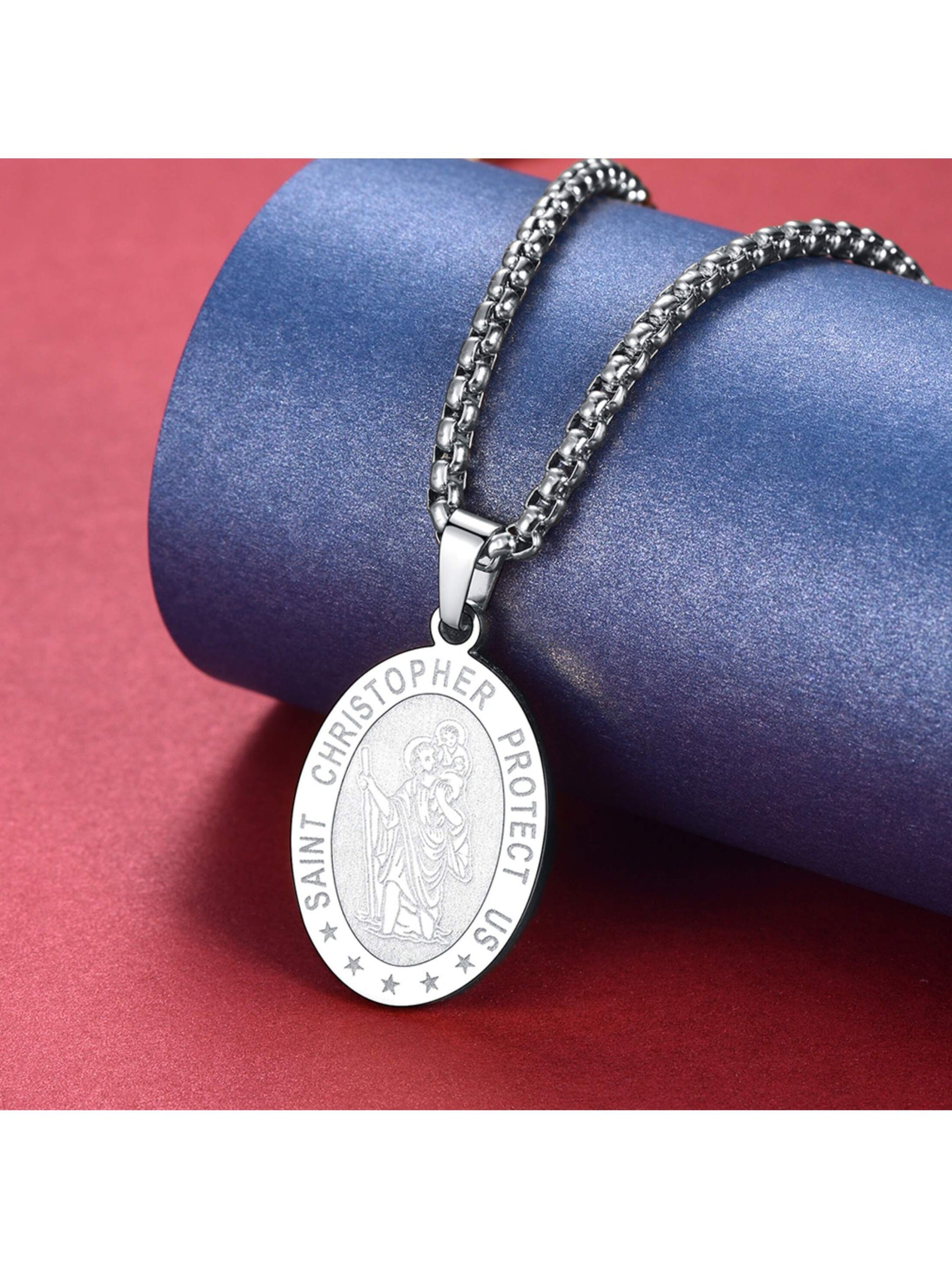 FaithHeart Saint Christopher Necklace for Men Women Stainless Steel/Gold/Black  image 3