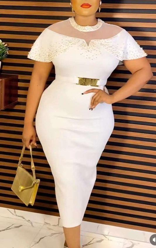 Summer African Women Elegant Short Sleeve Polyester Knee-length Dress African D image 0