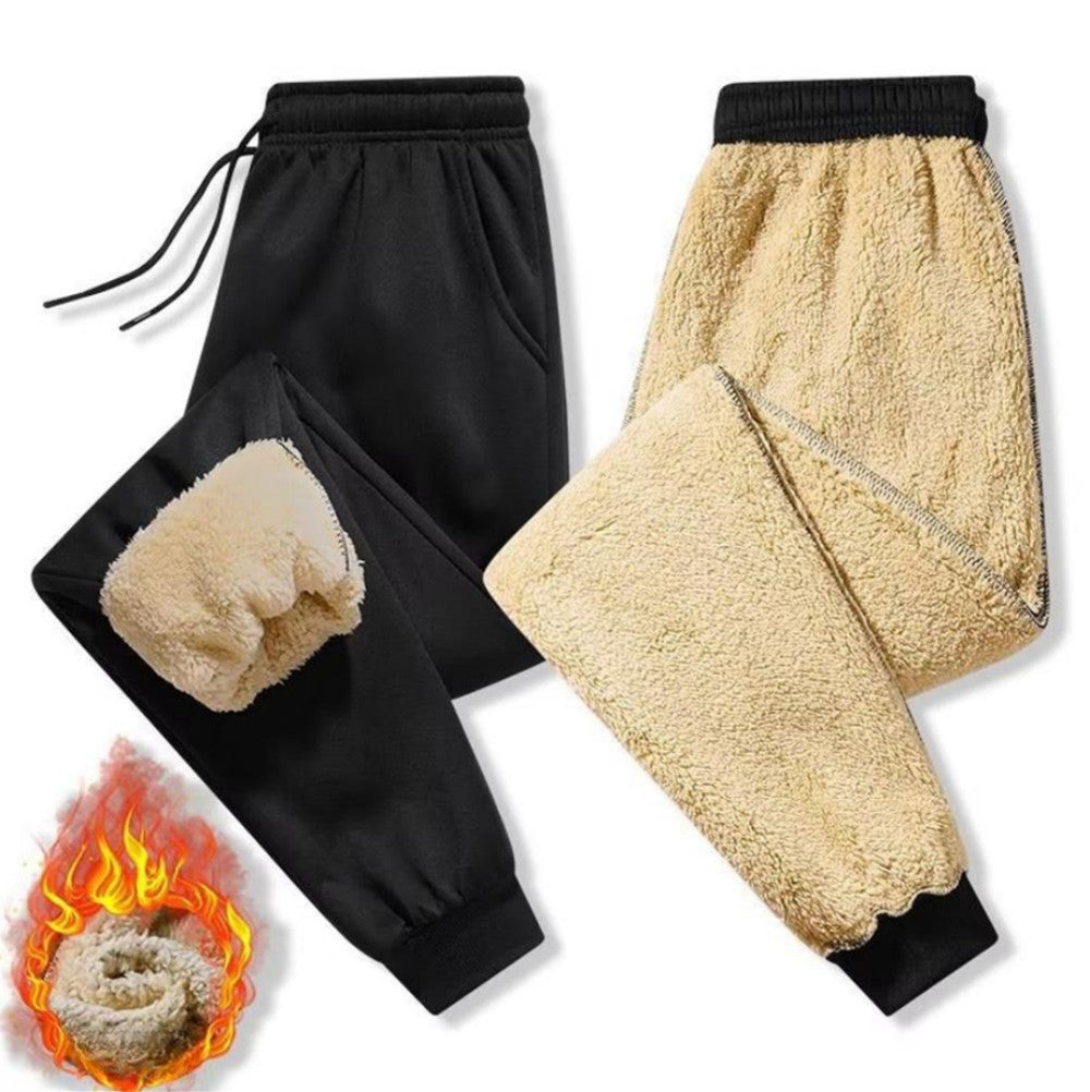 Winter Fleece Pants Thick Warm Thermal Trousers Men Fitness Drawstring Pants Jo image 2
