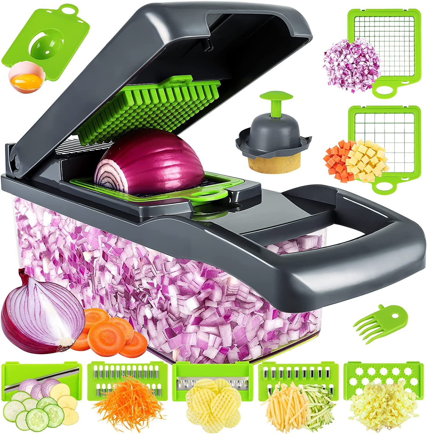 Fullstar Vegetable Chopper Spiralizer Vegetable Slicer Onion Chopper with Conta image 3
