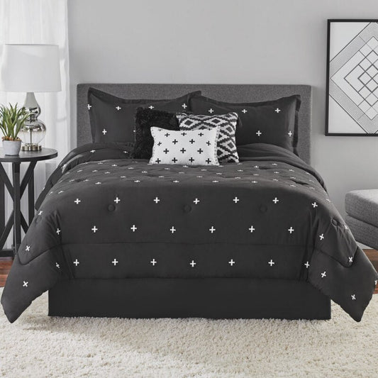 Mainstays 7-Piece Embroidered Comforter Set, Full/Queen image 0