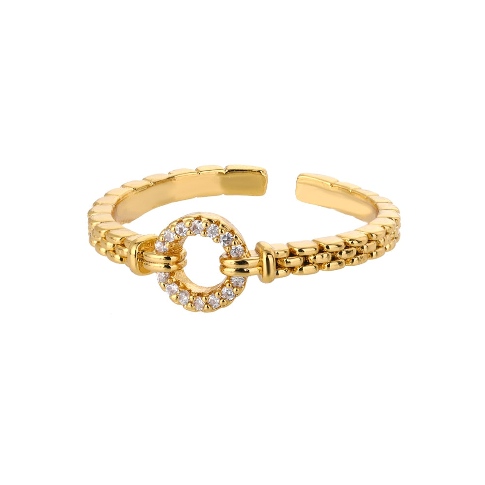 48 Style Women Stainless Steel Rings Gold Color Hollow Out Geometric Open Ring  image 9