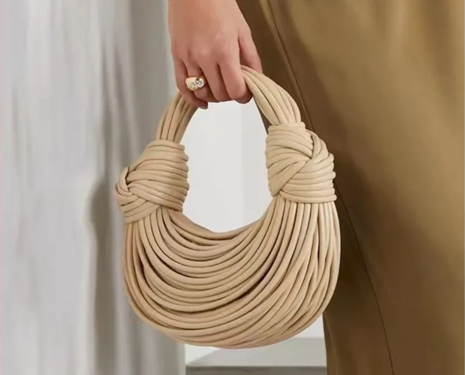 Handbags for Women 2023 New Gold Luxury Designer Brand Handwoven Noodle Bags Ro image 1