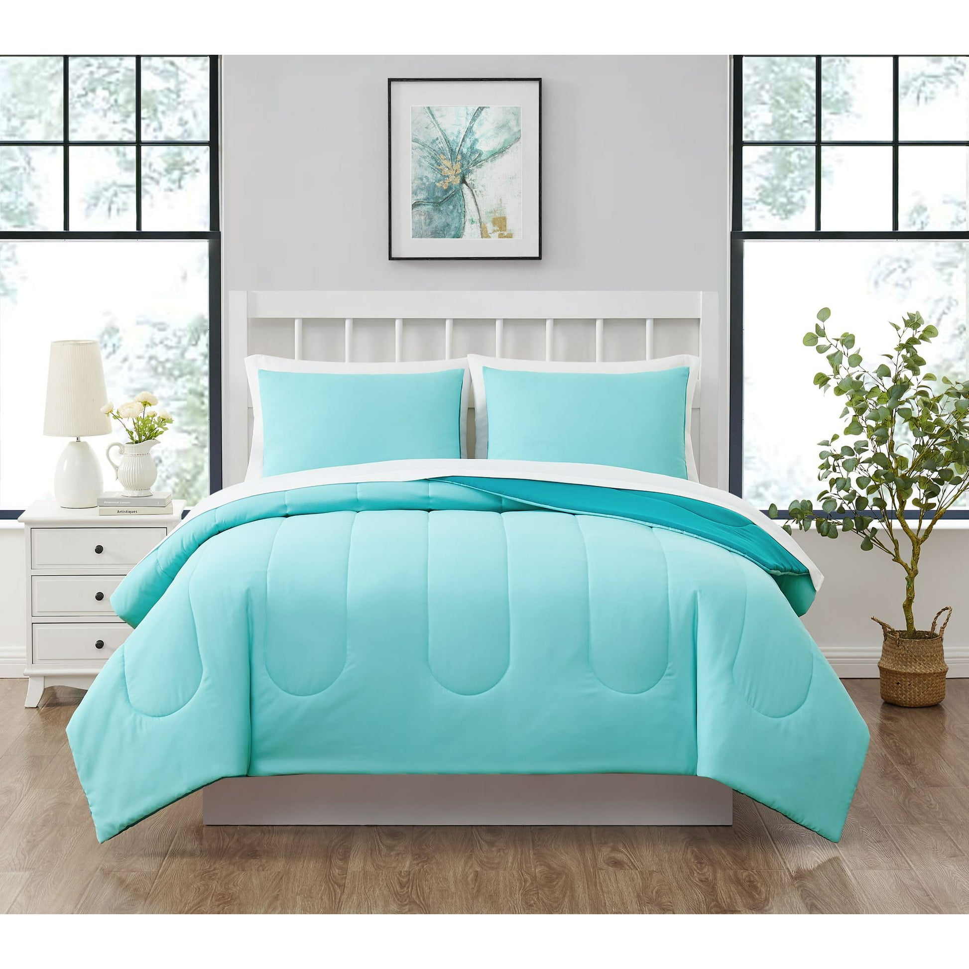Mainstays Green 7 Piece Bed in a Bag Comforter Bedding Set with Sheets image 2
