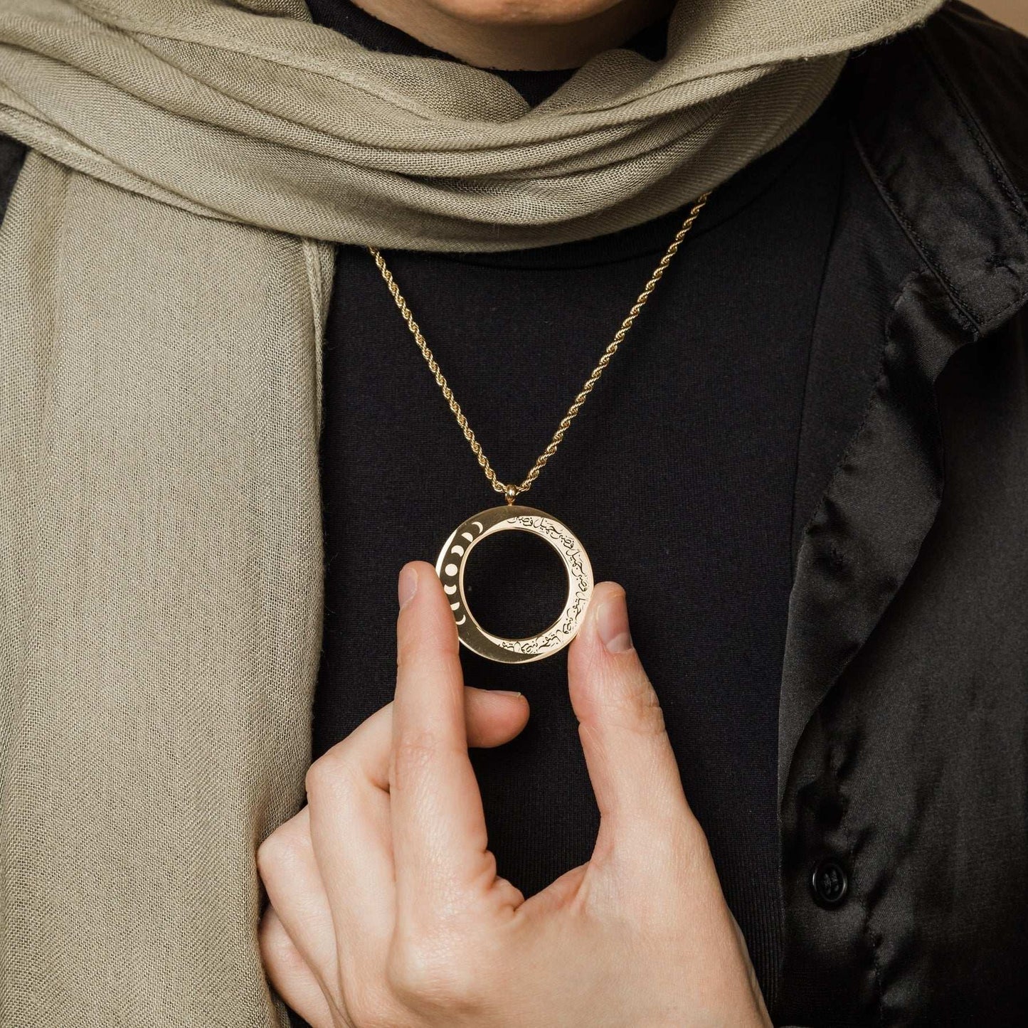 Beautiful Patience Moon Necklace | Men&Women Minimalist 18k Gold Plated Pendant image 4