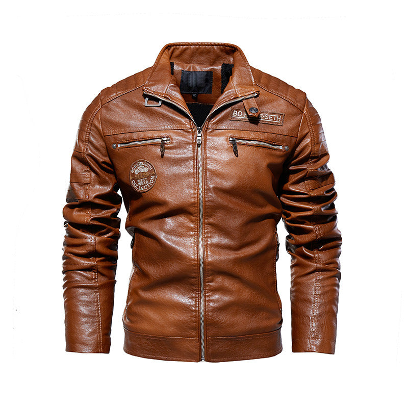 New Men's Autumn And Winter Men High Quality Fashion Coat PU Leather Jacket Mot image 0