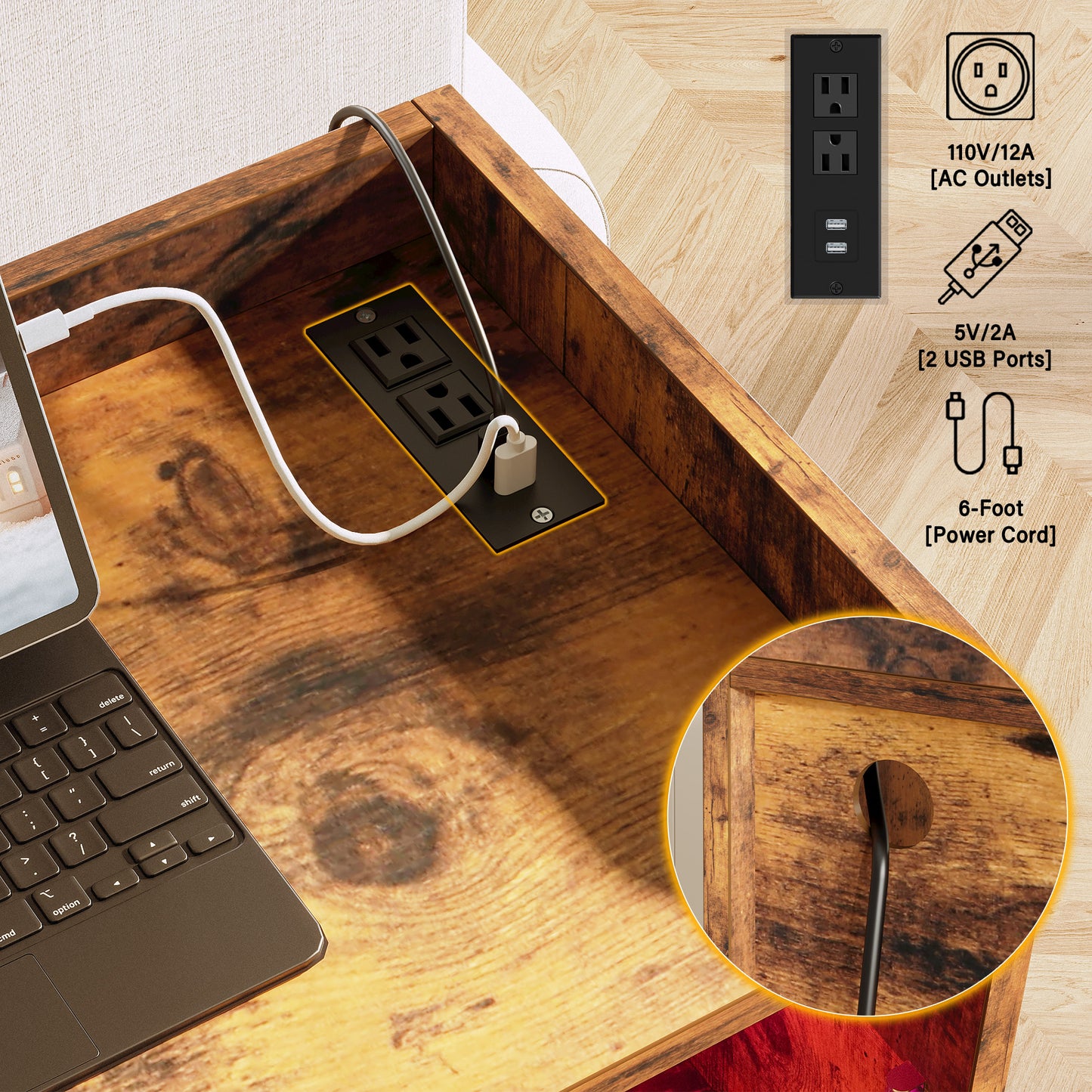 Entryway Table with Power Strip, Farmhouse Console Table Sofa Table with Storag image 2