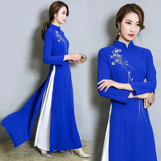 Traditional Vietnam Woman Retro Ao Dai Elegant Chinese Style Cheongsam Vintage  image 0
