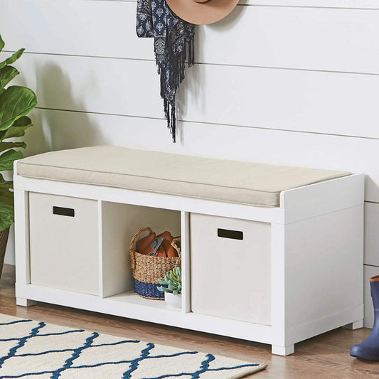 3-Cube Storage Bench, White image 0