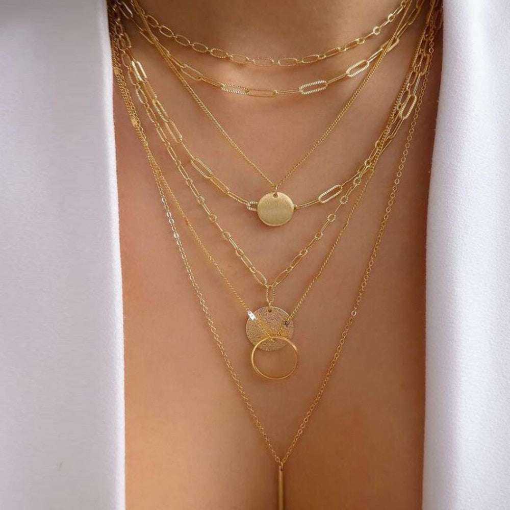 bls-miracle Bohemia Gold Color Multiple Styles Necklace For Women Trendy Multi- image 19