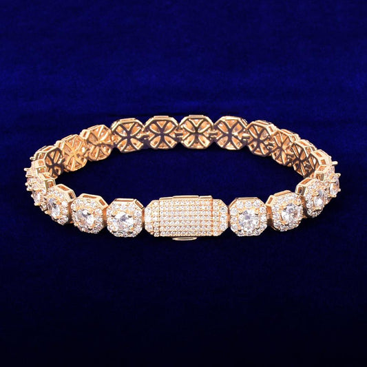 Bubble Letter Clustered Tennis Bracelet for Men Real Gold Plated Hip Hop Jewelry image 0