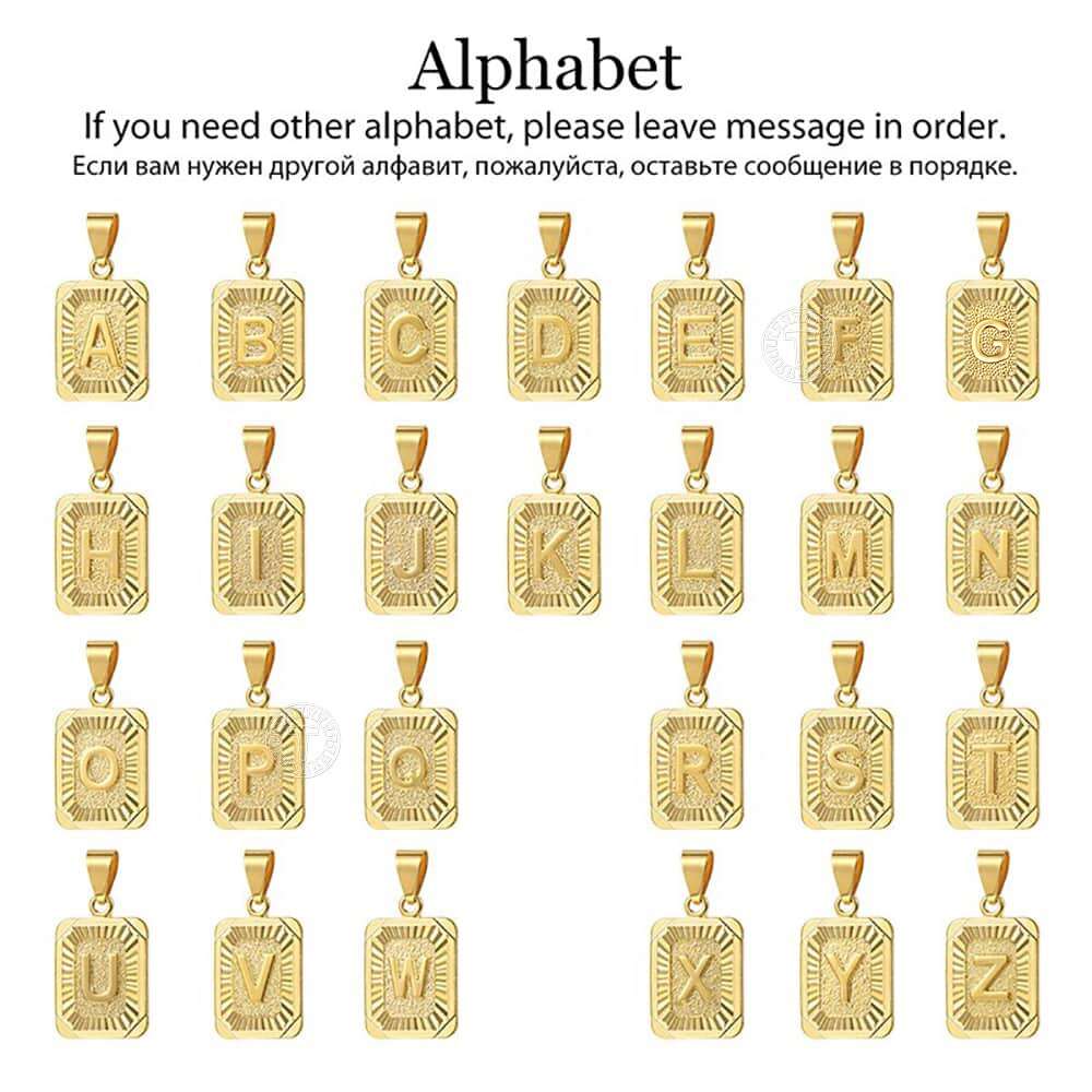 2pcs/set Letter Map Pendants Necklace Figaro Box Link Chain For Women Men Gold image 1