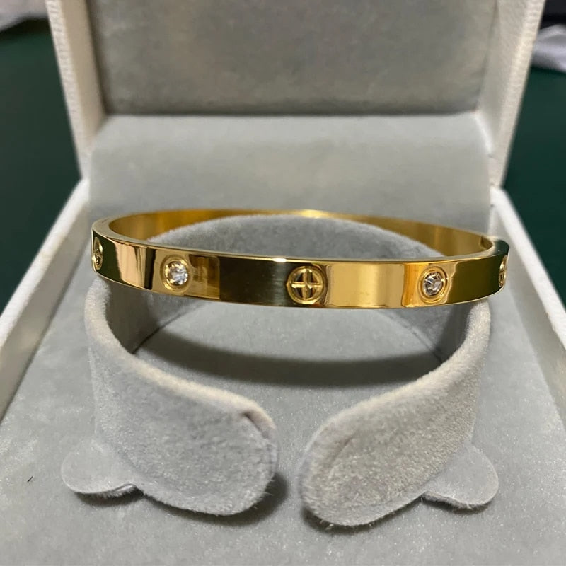 2023 New Design Gold Color Zircon And Cross Nut Nail Bracelet Gold & Bangle For image 1