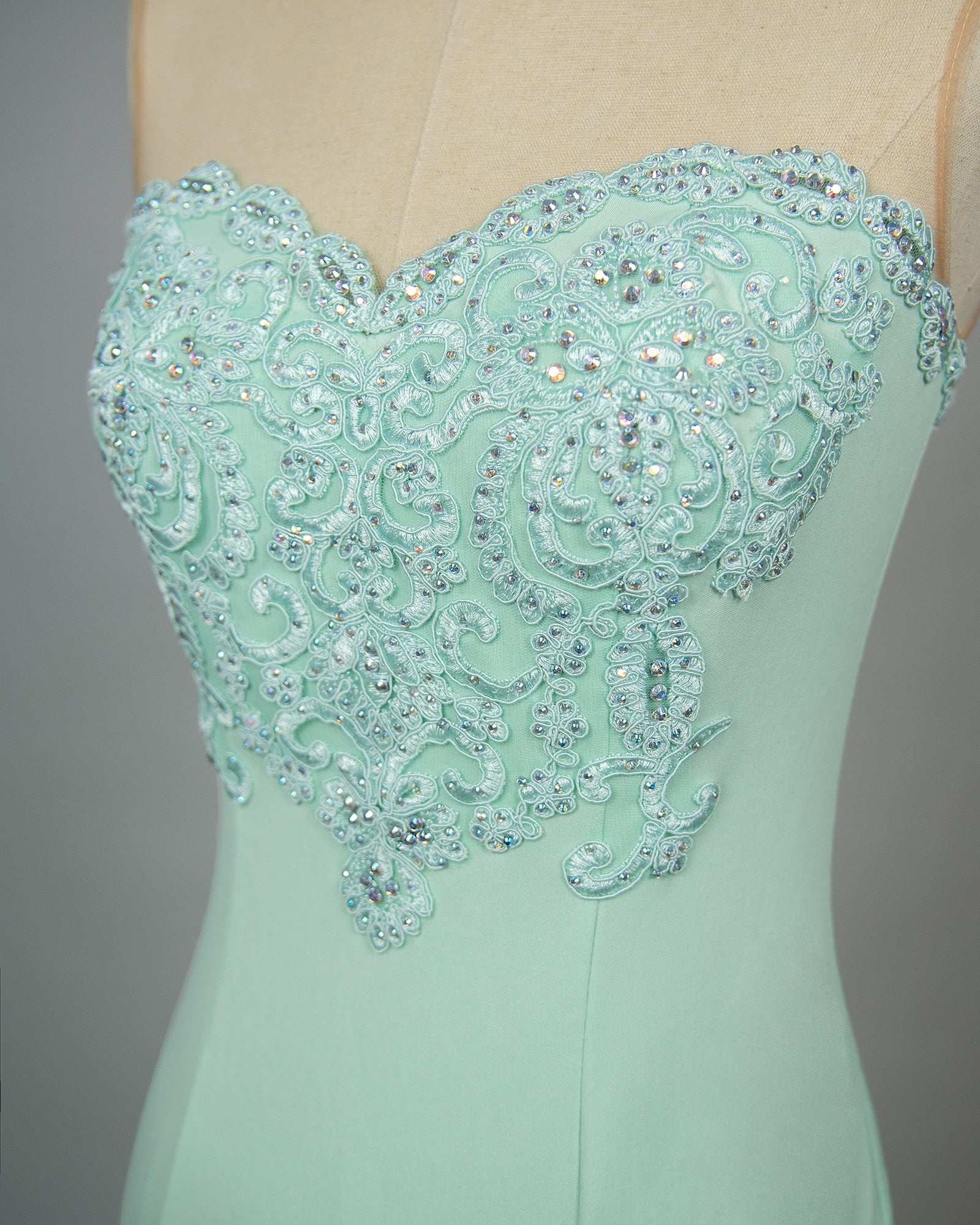 BABYONLINE Mermaid Bridesmaid Dresses Mint Green Gold Appliqués Beads Sweethear image 4