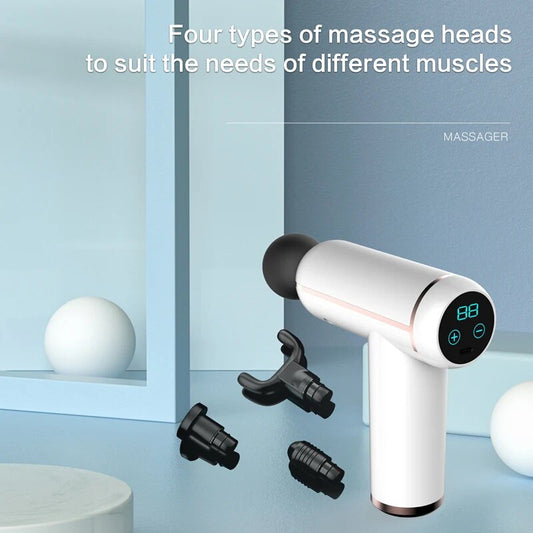 LCD Fascia Gun 4 Massage Heads Full Body Massage to Relieve Muscle Pain Portabl image 0