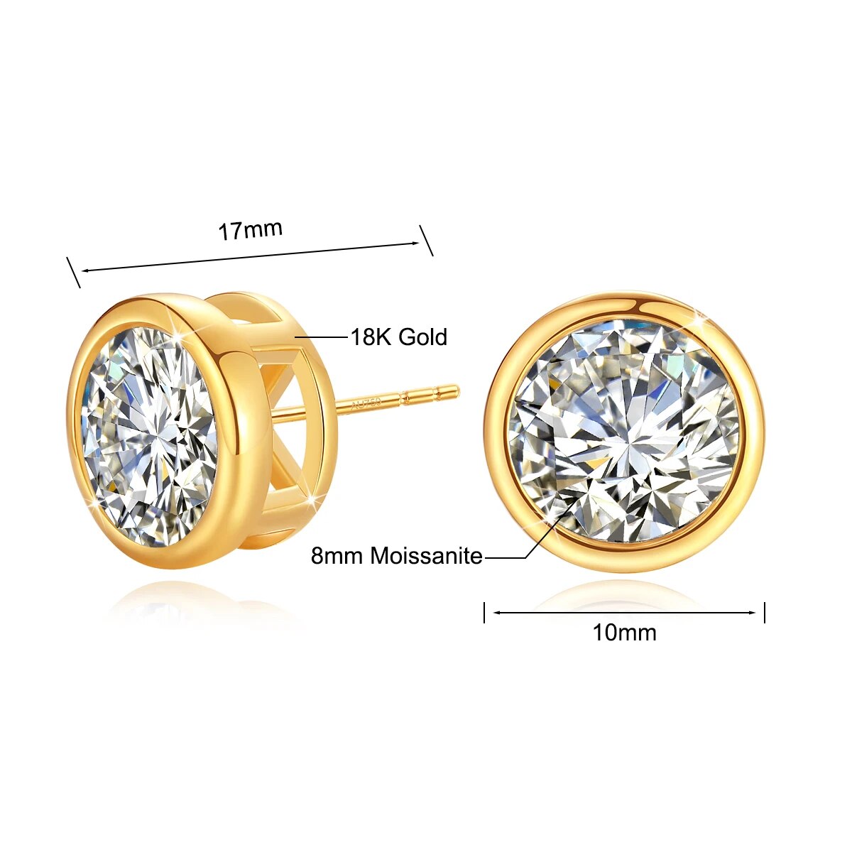 Szjinao Moissanite Earrings 18k Gold 100% Real With Certificate Luxury AU750 Je image 5