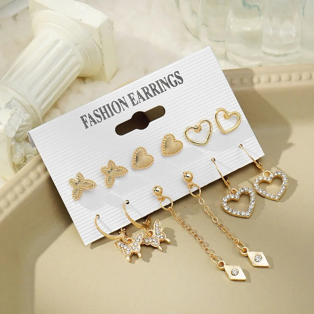 IPARAM Fashion Exaggerated Gold Color Metal Pearl Earrings for Women Geometric  image 36