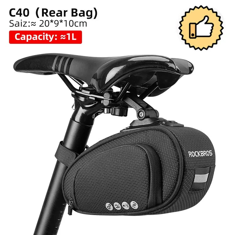ROCKBROS Rainproof Bicycle Bag Shockproof Bike Saddle Bag For Refletive Rear La image 3