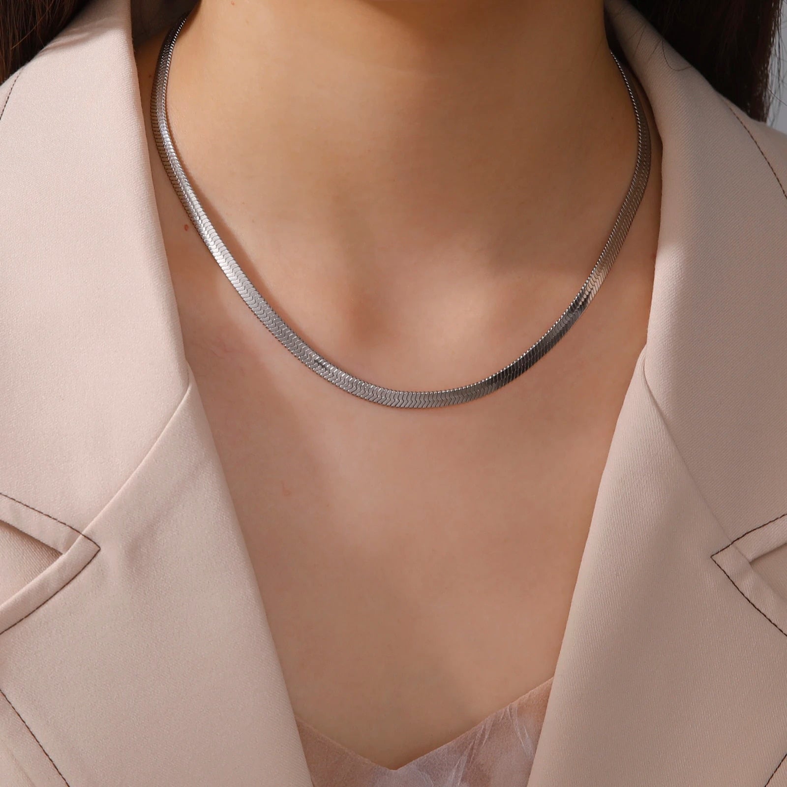 Skyrim Stainless Steel Snake Chain Necklace for Women Men Gold Color Herringbon image 5