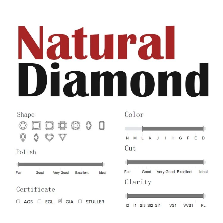 GEM'S BALLET Fine Gold Jewelry Natural Real Heart Diamond 9K 10K 14K 18K Solid image 3