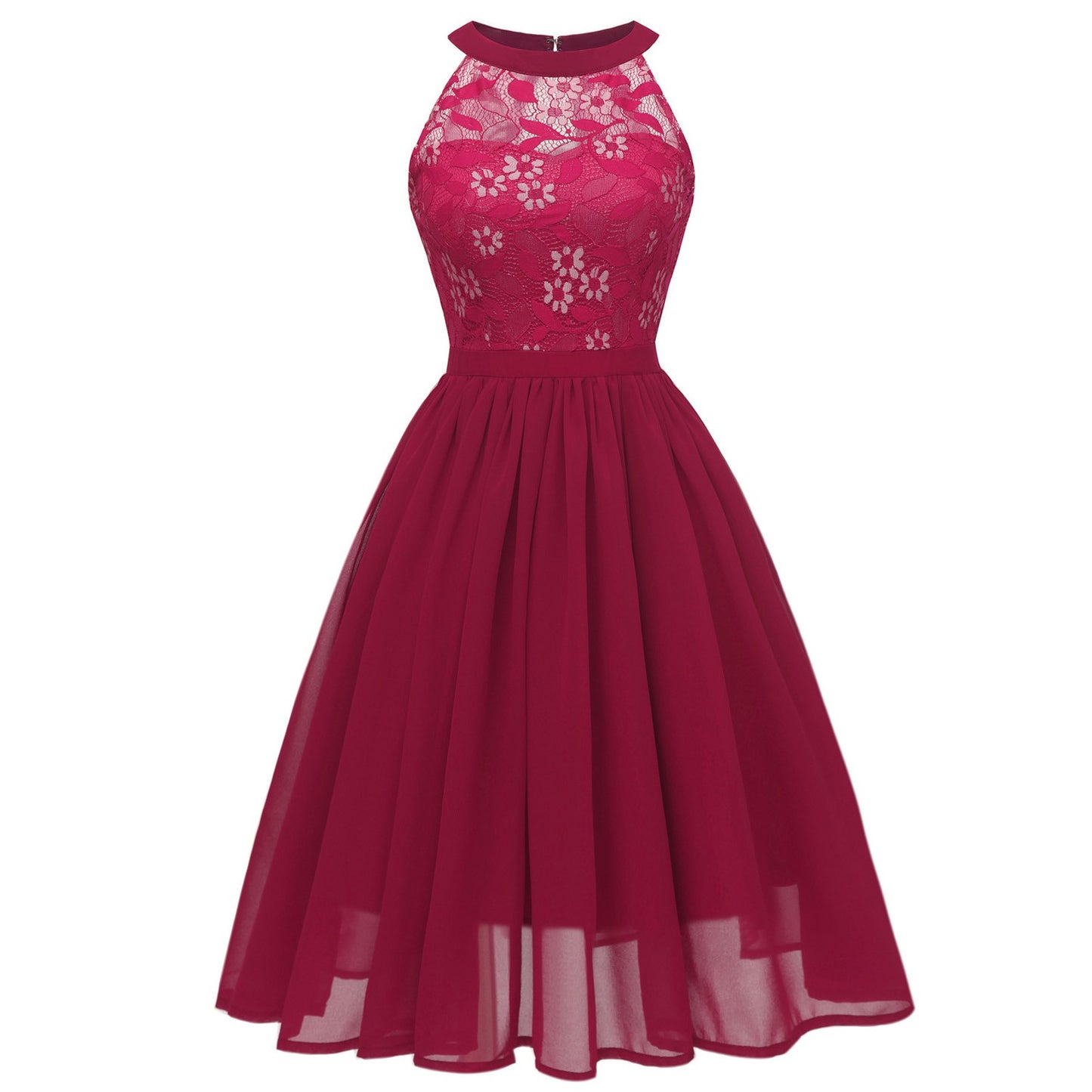Elegant formal cocktail lace patchwork chiffon wedding guest dress 2023 summer  image 8
