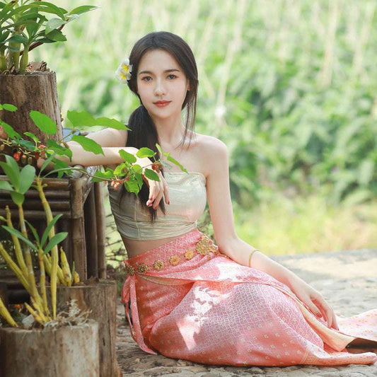 2024 thailand traditional festival clothing bride gilded yarn splashing garment image 0