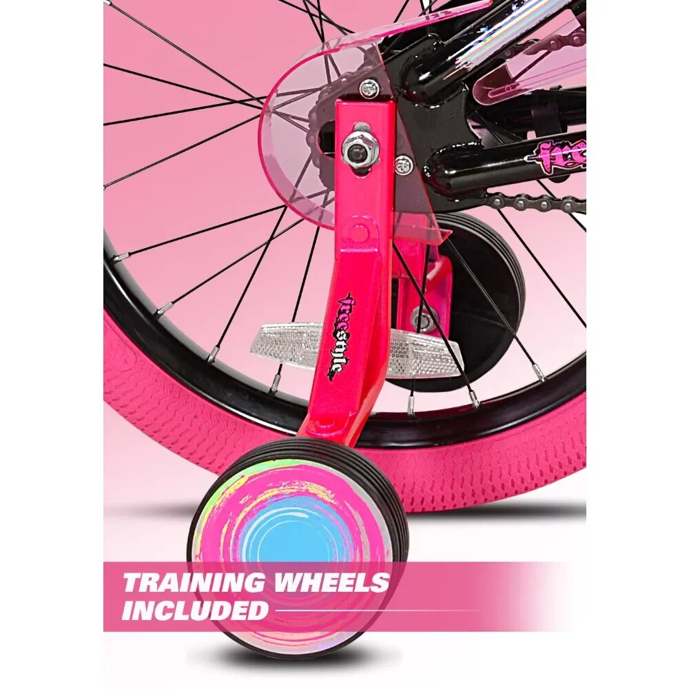 GISAEV 18 Inch Girl's Sparkles Bicycle, Black and Pink  Adjustable Training Whe image 2