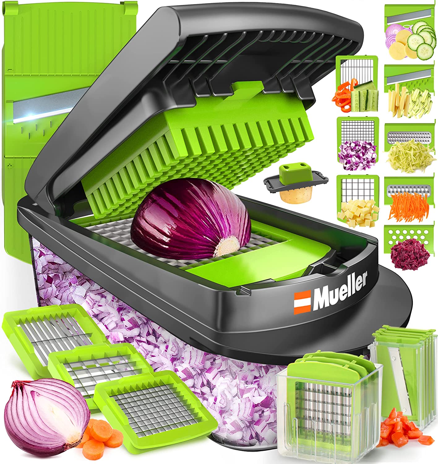 Fullstar Vegetable Chopper Spiralizer Vegetable Slicer Onion Chopper with Conta image 0