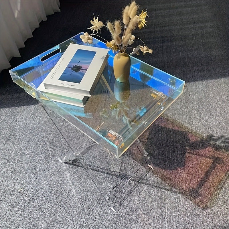 1pc Acrylic End Table, Nordic Simple Transparent Foldable Coffee Table, Multifu image 6