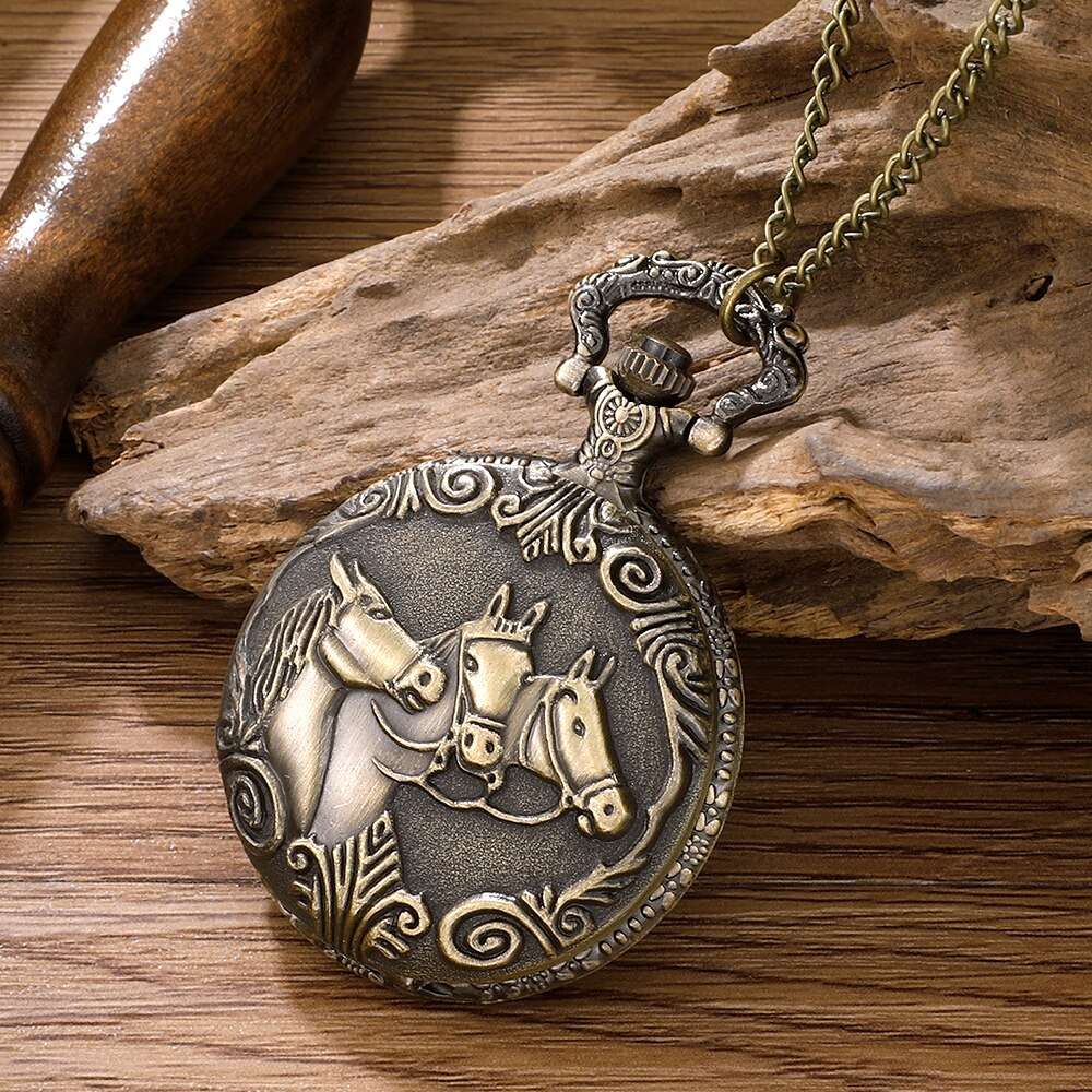 Pocket Watch Antique Steampunk Vintage Quartz Pocket Watch Rose Gold Case Neckl image 6