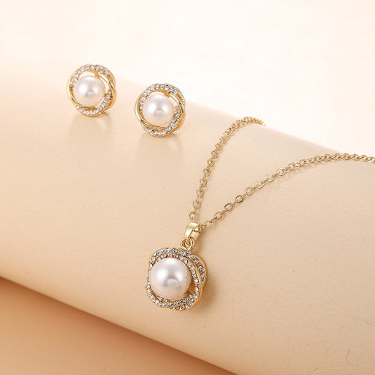 South Sea Shell Pearl Gold-Color Jewelry Sets for Women Cubic Zirconia Necklace image 0
