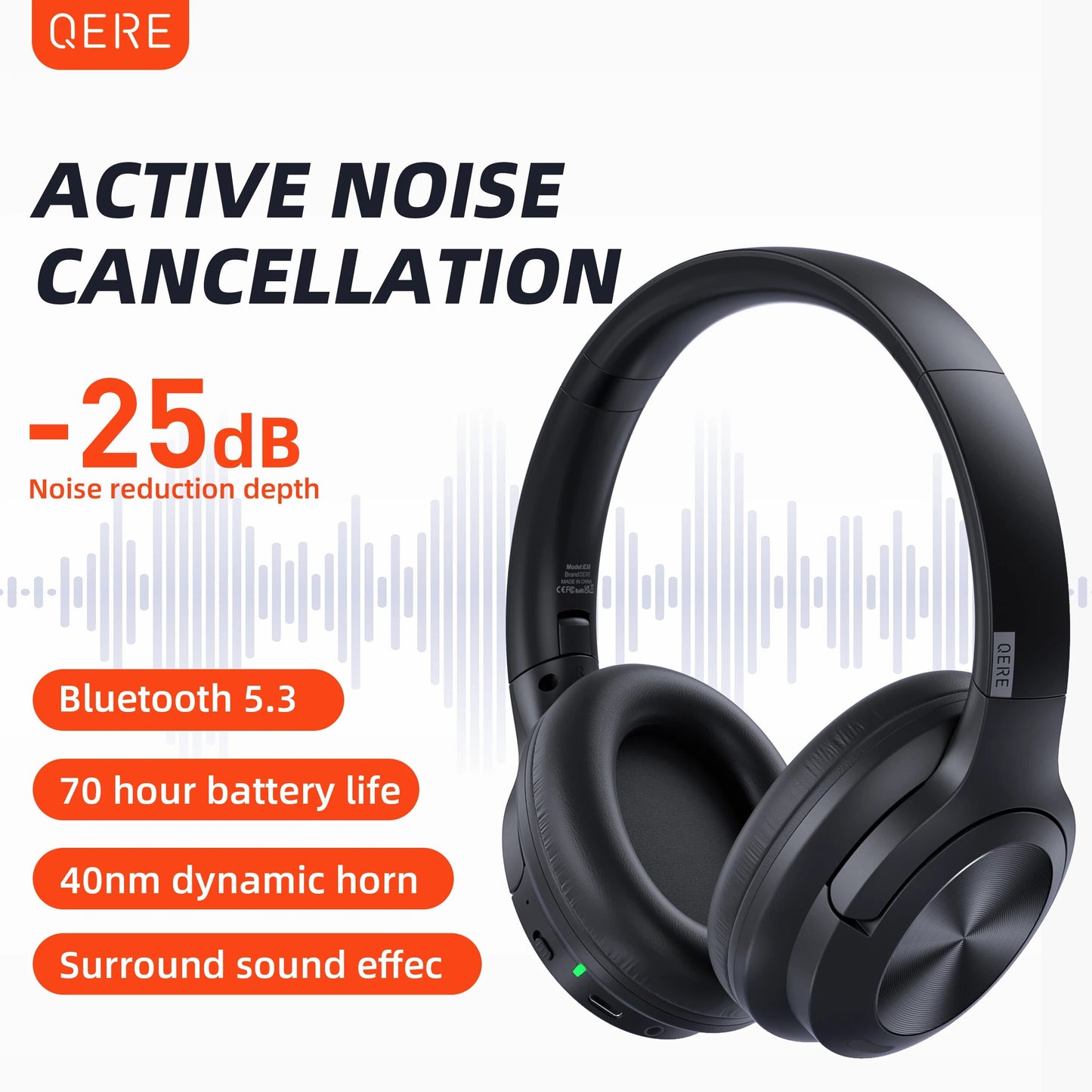 Wireless headphones QERE E80 Earphone bluetooth 5.3 ANC Noise Cancellation Hi-R image 2
