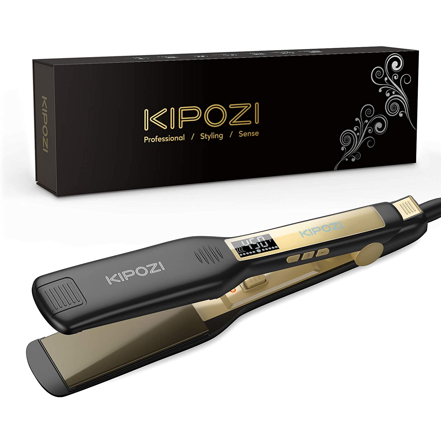 2023 KIPOZI Professional Titanium Flat Iron Hair Straightener with Digital LCD image 4